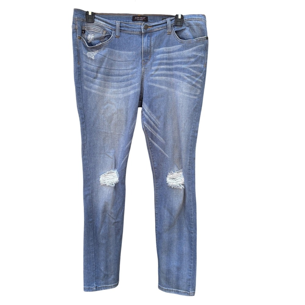 Judy Blue Womens 2XL Skinny Jeans Blue High Rise Ripped Stretch Denim Casual